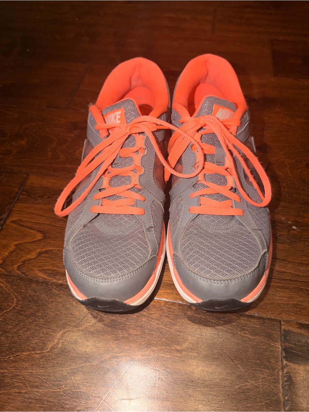Nike Women’s Gray and Coral Dual Fusion Running Sneakers